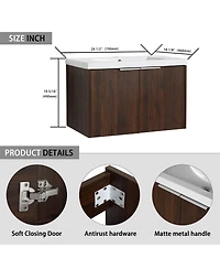 Sillysis Floating Bathroom Vanity with Resin Sink, Modern Plywood Cabinet