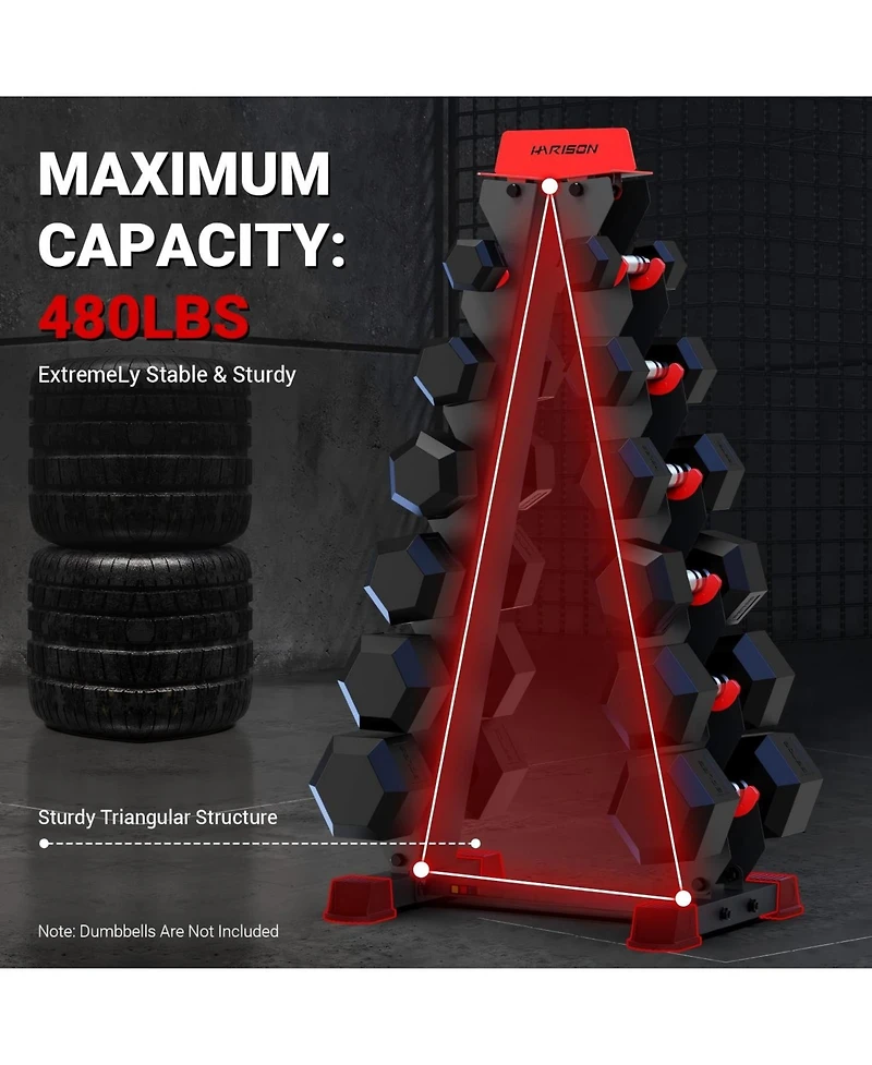 Harison 6-Tier Dumbbell Rack Stand, A-Frame Weight Storage for Home Gym