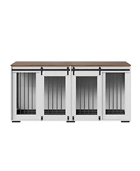 Aostirmotor Wooden Dog Crate Furniture 72 in, Indoor Heavy Duty Dog Kennel with Tray, Large Dog Crate for Xl Breeds, Sturdy and Stylish Design