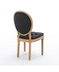 sumyeg French Style Solid Wood Frame Dining Chair with Pu Leather Upholstery and Nailhead Trim Set of 2