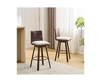 sumyeg Upholstered Swivel Bar Stool with Metal Frame and Padded Seat Set of 2