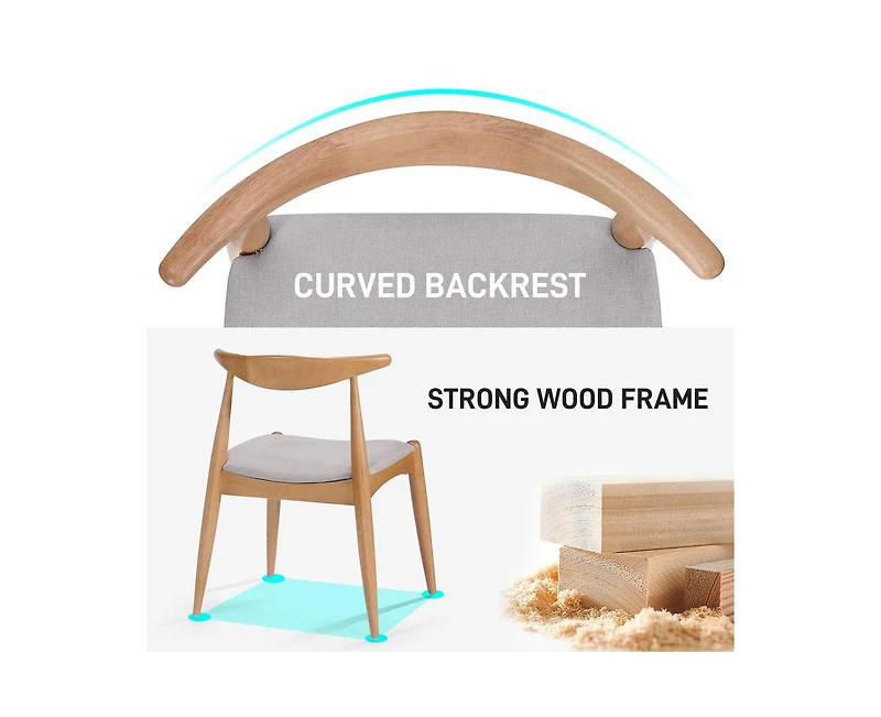 sumyeg Rubberwood Dining Chairs with Ergonomic Backrest and Cushioned Seat Set of 2