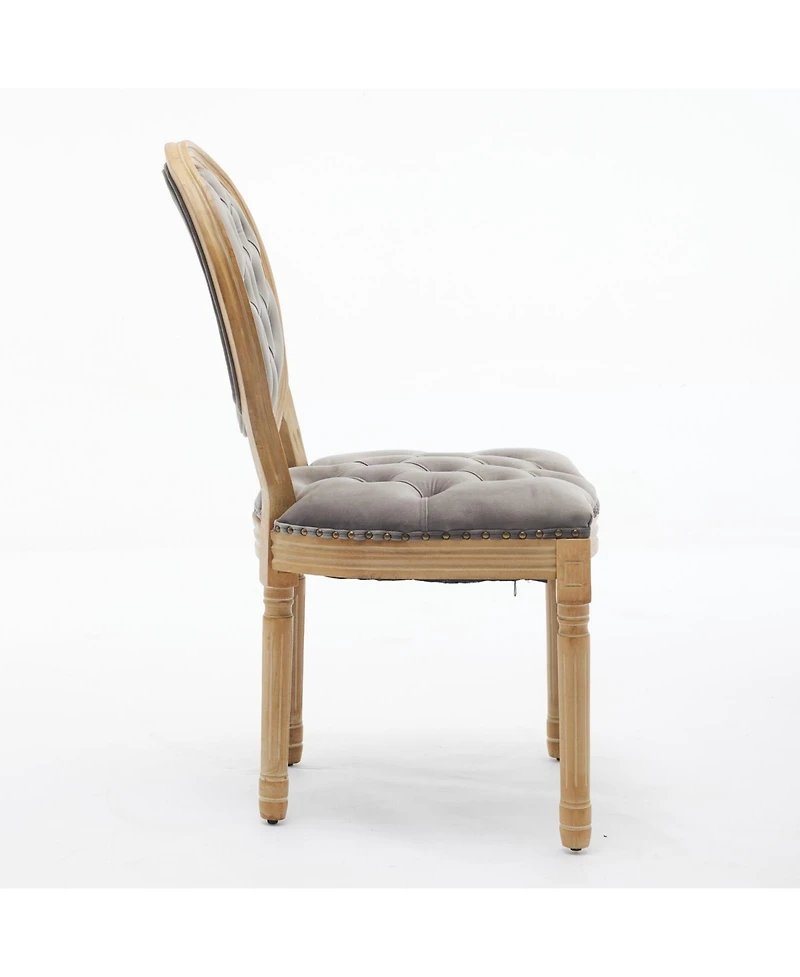 sumyeg French Style Solid Wood Frame Dining Chair with Velvet Upholstery and Nailhead Trim Set of 2