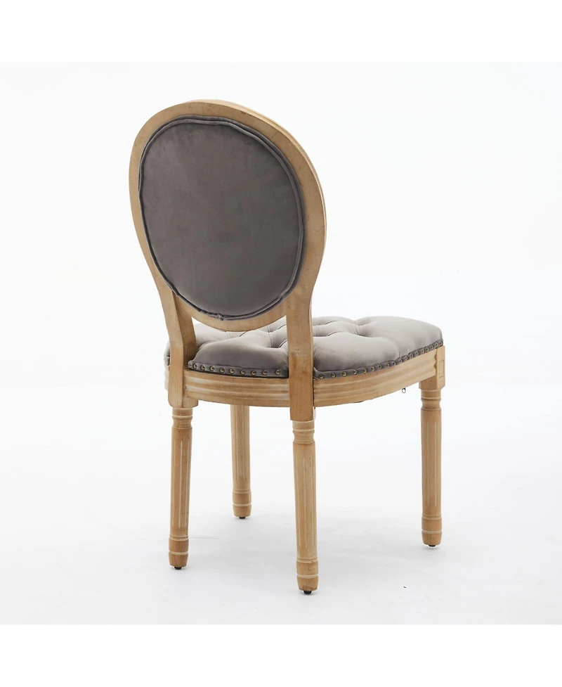 sumyeg French Style Solid Wood Frame Dining Chair with Velvet Upholstery and Nailhead Trim Set of 2