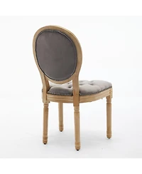 sumyeg French Style Solid Wood Frame Dining Chair with Velvet Upholstery and Nailhead Trim Set of 2