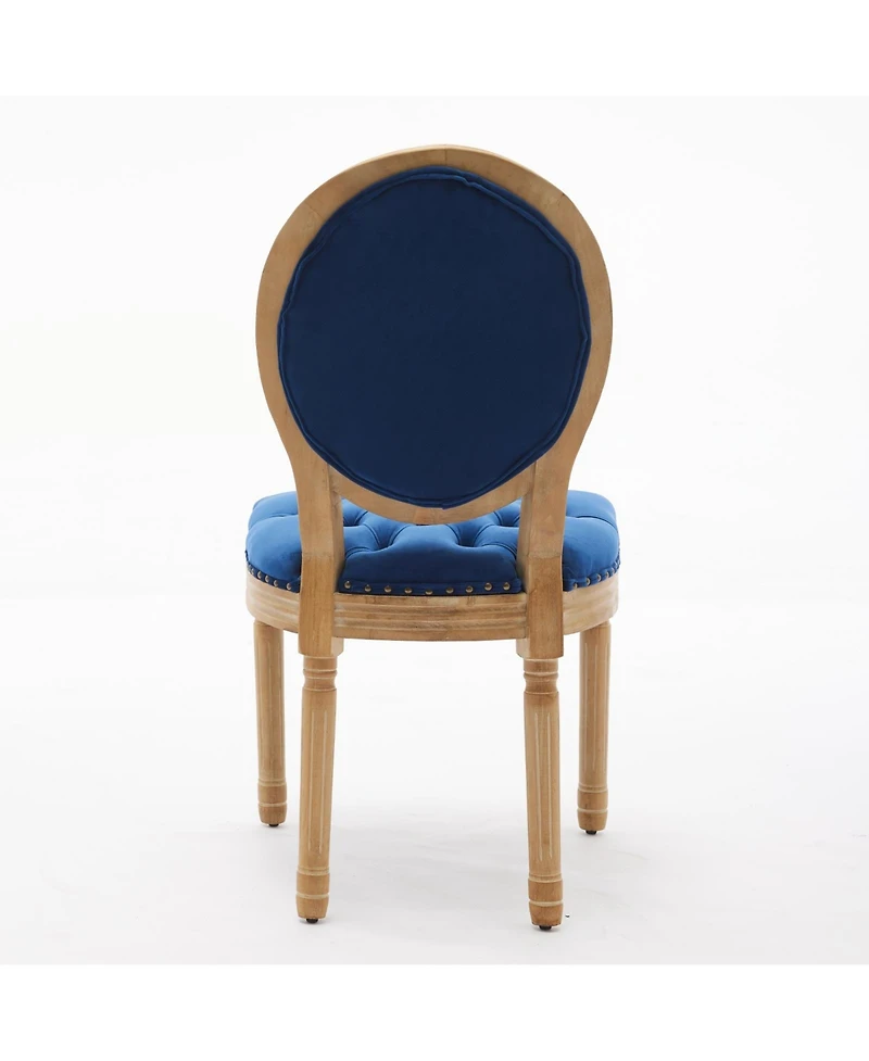 sumyeg French Style Solid Wood Frame Dining Chair with Velvet Upholstery and Nailhead Trim Set of 2