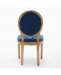 sumyeg French Style Solid Wood Frame Dining Chair with Velvet Upholstery and Nailhead Trim Set of 2