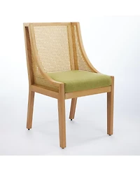 sumyeg Rattan Dining Chair with Solid Wood Frame and Upholstered Seat Single Chair