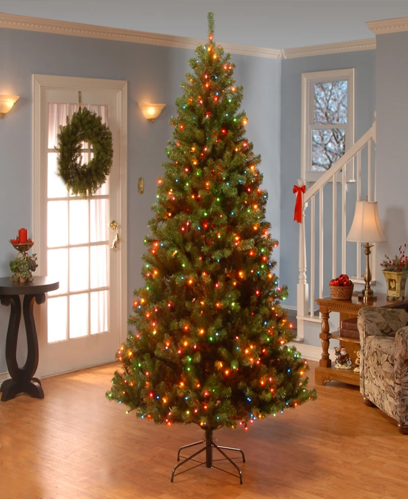 National Tree Company 7.5' North Valley Spruce Hinged Tree with Dual Color Led Lights