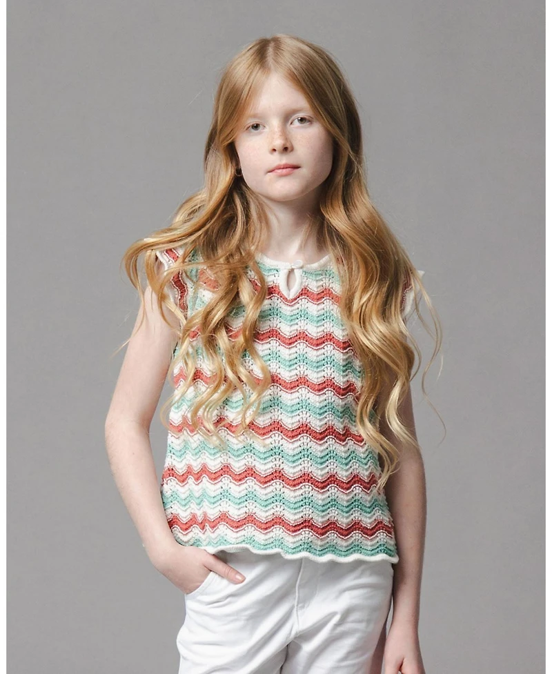 Hope & Henry Girls and Organic Flutter Sleeve Sweater Top