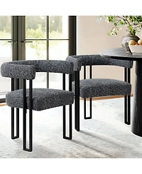 Maison Boucle Modern Upholstered Dining Chairs Set of 2, Metal Legs, Armchair