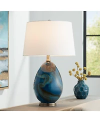 360 Lighting Swirl 22 1/2" High Blue Art Glass Table Lamp with Dimmer