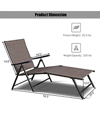 Gouun Folding Patio Chaise Lounge Chair with 5 Reclining Positions