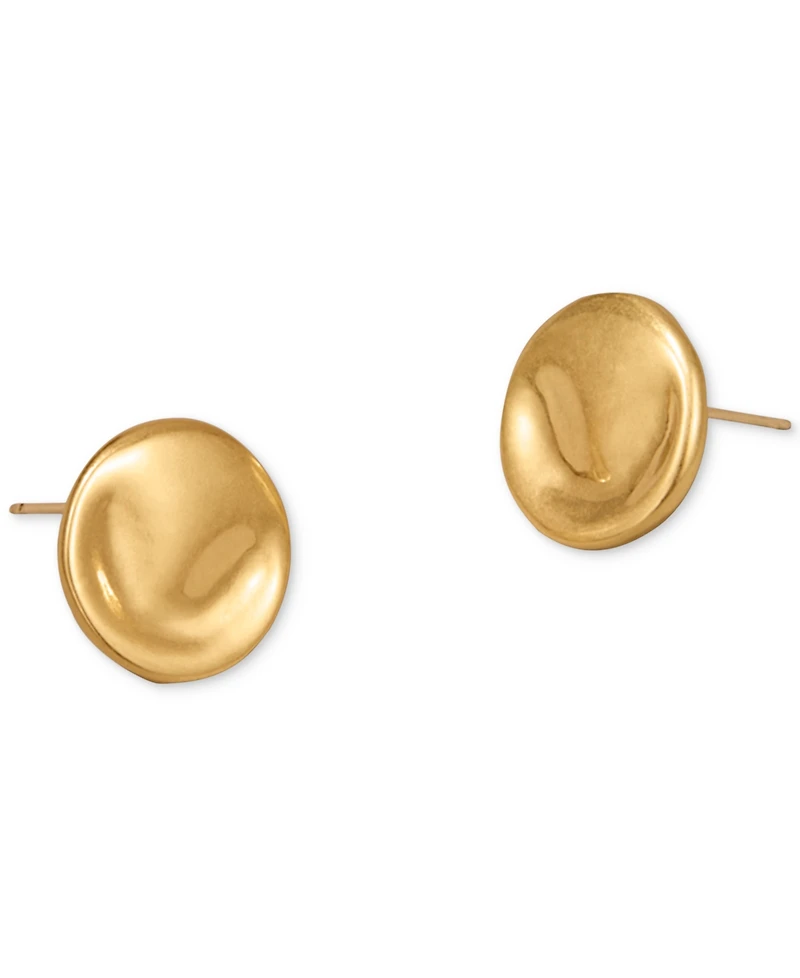 Donna Karan Worn 24k Gold Plated Wave Coin Stud Earrings