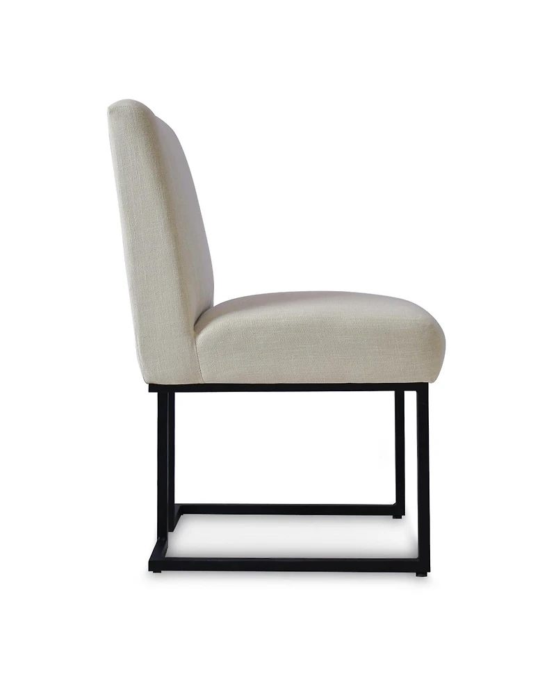 Maison Boucle Upholstered Dining Chairs Set of 2, Lux Fabric, Metal Sled Base