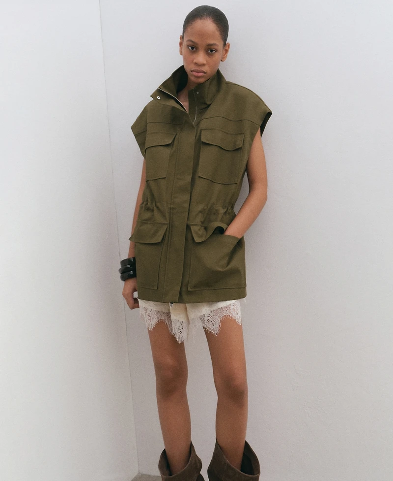 Mango Women's Pockets High-Neck Vest
