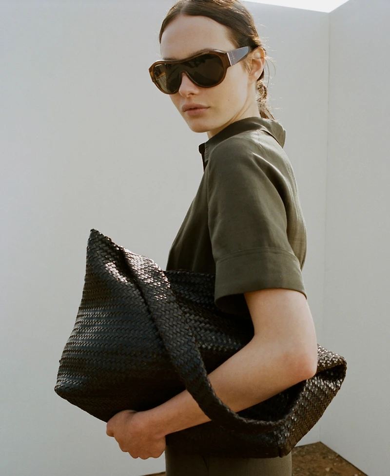 Mango Women's Braided Bucket Bag