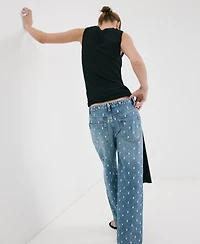 Mango Women's Polka-Dot Straight Jeans
