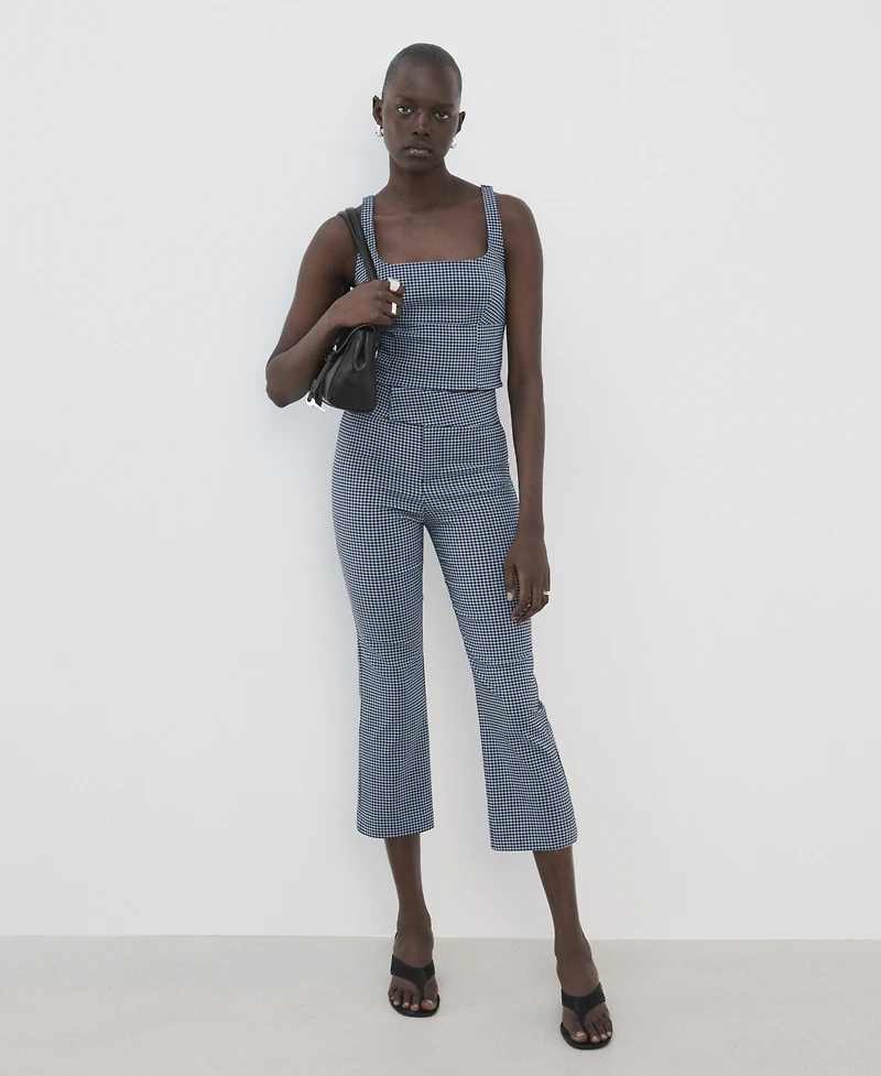 Mango Women's Gingham-Check Cropped Pants