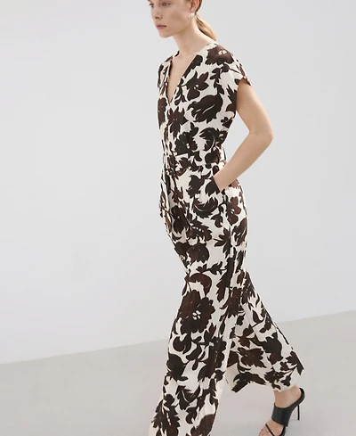 Mango Women's Floral Print Belted Jumpsuit