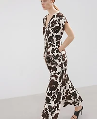 Mango Women's Floral Print Belted Jumpsuit