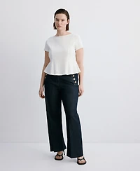 Mango Women's Side Buttons Wide-Leg Jeans