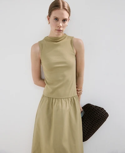 Mango Women's Contrast-Bodice Dress