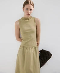 Mango Women's Contrast-Bodice Dress