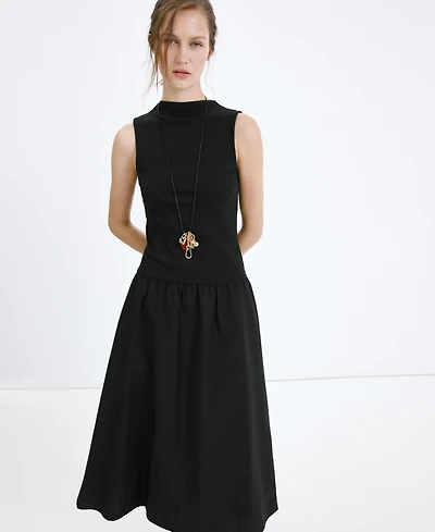 Mango Women's Contrast-Bodice Dress