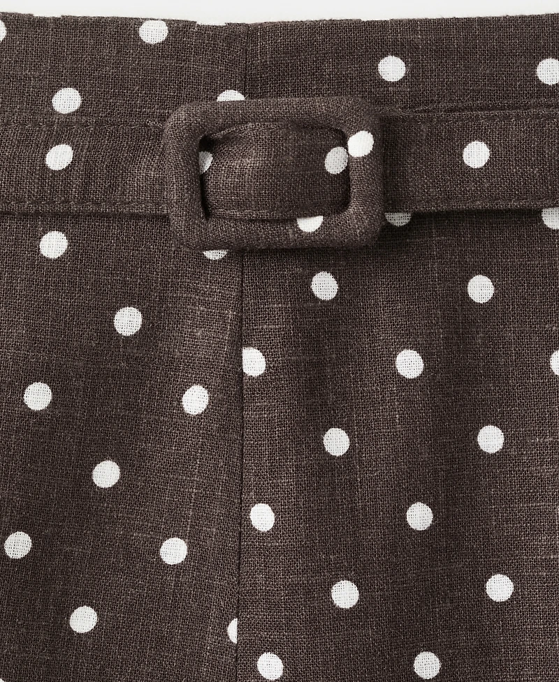 Mango Women's Polka-Dot Linen Skirt