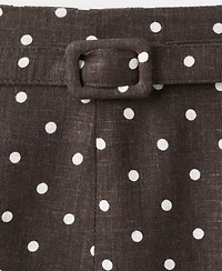 Mango Women's Polka-Dot Linen Skirt