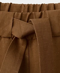 Mango Women's Elastic Waistband Linen Suit Pants