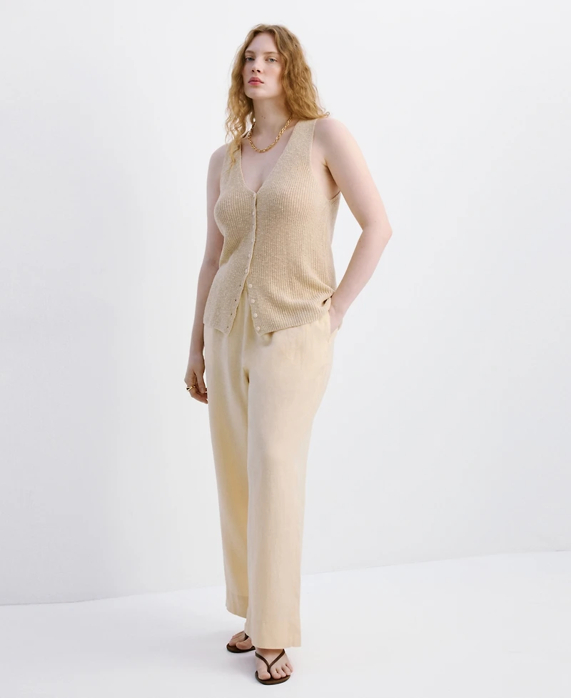 Mango Women's Straight Linen-Blend Pants