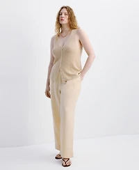 Mango Women's Straight Linen-Blend Pants