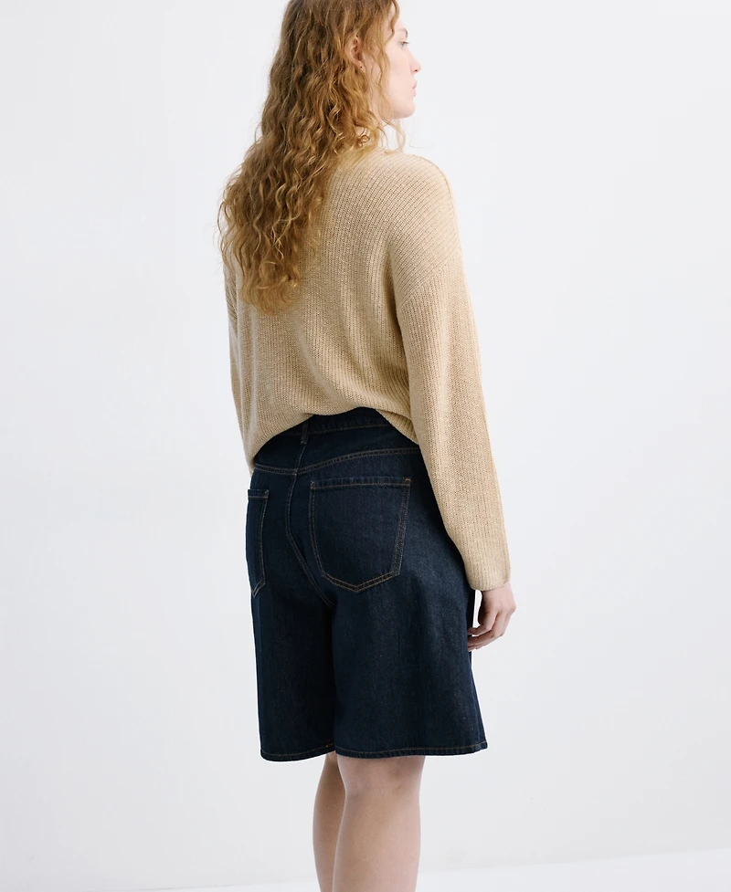 Mango Women's High-Waist Straight-Fit Denim Shorts