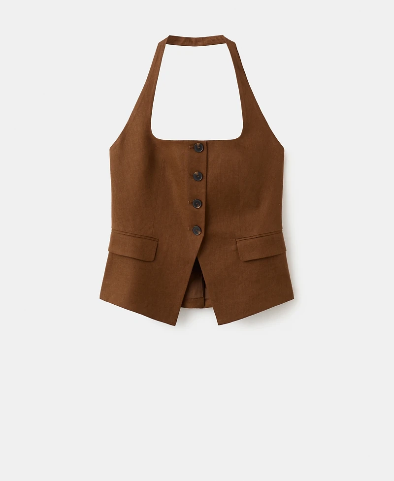 Mango Women's Linen Suit Vest