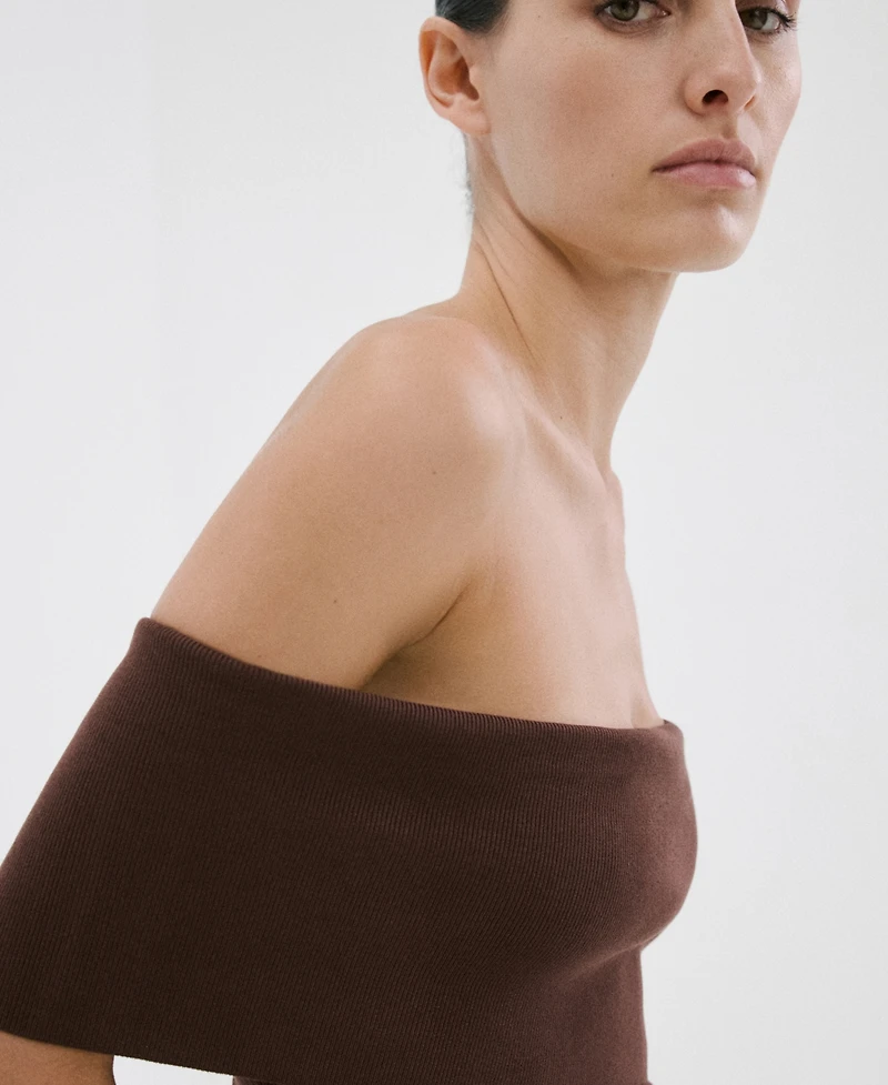 Mango Women's Strapless Knitted Top