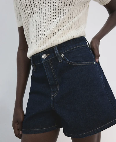 Mango Women's Straight Mid-Rise Denim Shorts