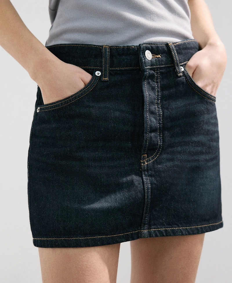 Mango Women's Low-Rise Denim Mini Skirt
