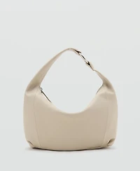 Mango Women's Buckle Leather Shoulder Bag
