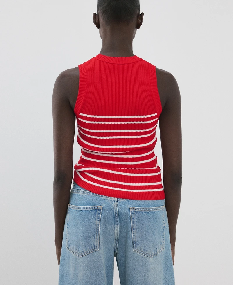 Mango Women's Striped Knit Top