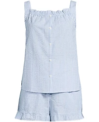 Lands' End Women's Seersucker 2 Piece Pajama Set - Tank and Shorts