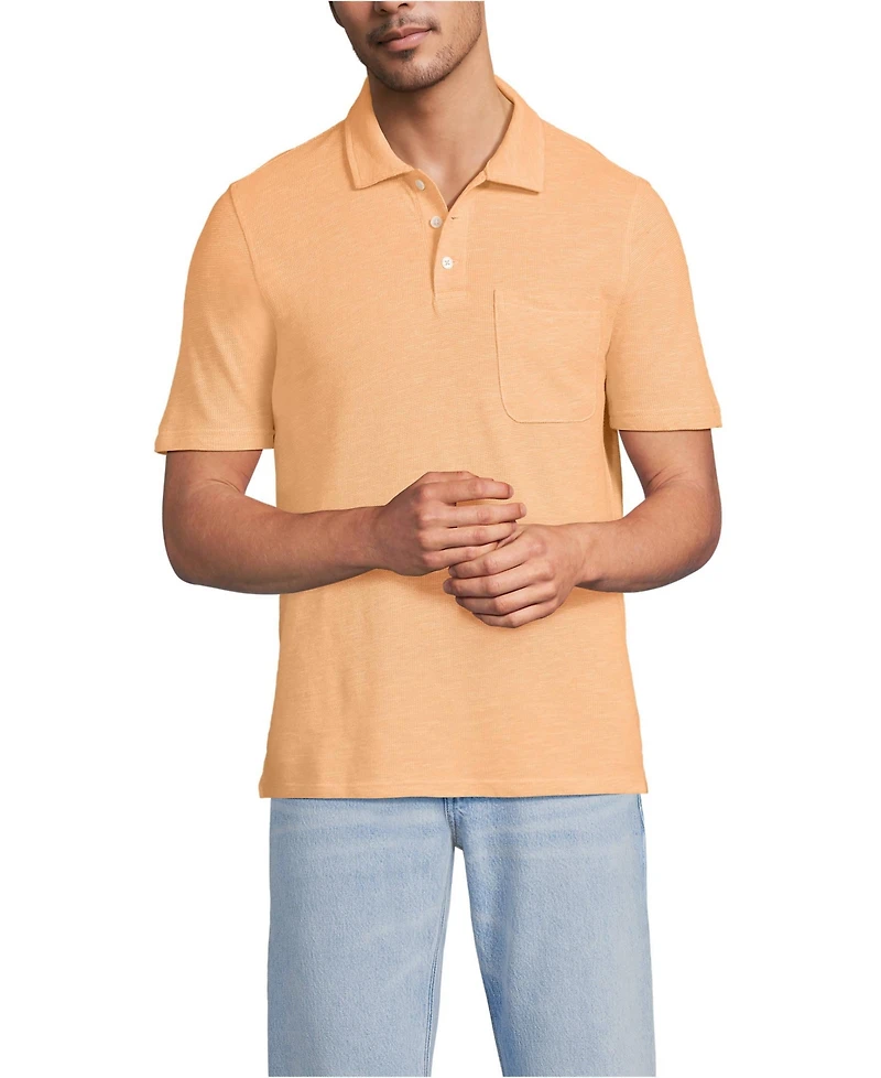 Lands' End Men's Short Sleeve Cotton Linen Polo
