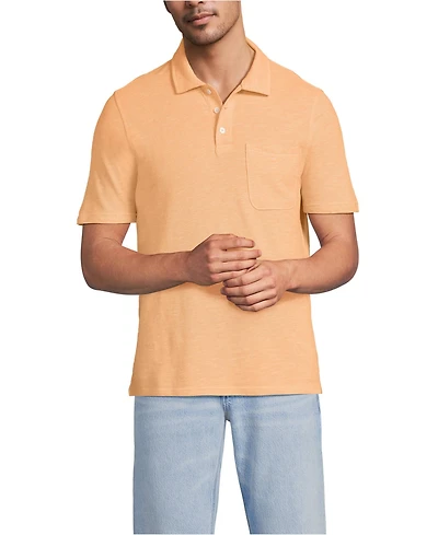 Lands' End Men's Short Sleeve Cotton Linen Polo