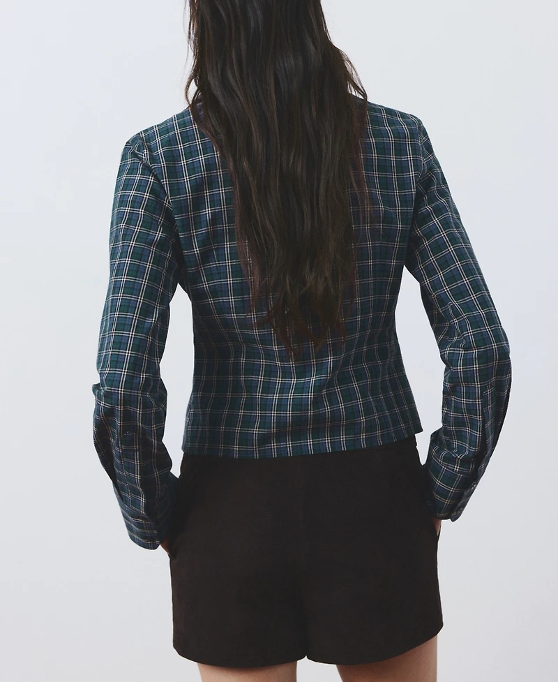 Mango Women's Gathered Check Blouse