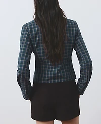 Mango Women's Gathered Check Blouse