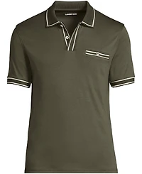 Lands' End Men's Short Sleeve Tipped Welt Pocket Performance Supima Polo