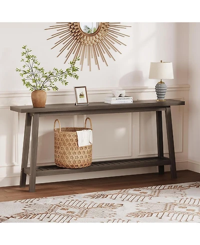 gaomon 70.9 Inch Console Table, 2-Tier Narrow Sofa Table Behind Couch, Extra Long Entryway Table for Hallway, Industrial Farmhouse Entry Table