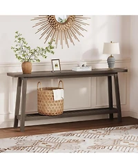 gaomon 70.9 Inch Console Table, 2-Tier Narrow Sofa Table Behind Couch, Extra Long Entryway Table for Hallway, Industrial Farmhouse Entry Table