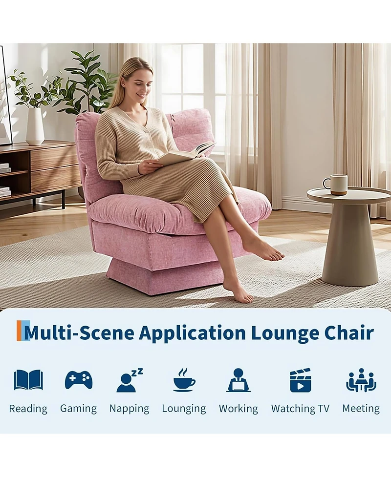 gaomon Oversized Chenille Swivel Accent Chair for Living Room,360 Rotating Upholstered Reading Chair with Thick Cushion,Cozy Club Chair for Bedroom